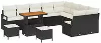 vidaXL Gartensofa-set mit Kissen 12 pcs Schwarz Poly-Rattan