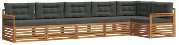 vidaXL Outdoor-Sofagarnitur mit Kissen 6-tlg., Natur/Anthrazit (3373527)