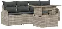 vidaXL Gartensofa-set mit Kissen 5 pcs Hellgrau Poly-Rattan