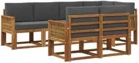Outdoor-sofagarnitur 7 Pcs Natur Und Anthrazit Polyester Vidaxl
