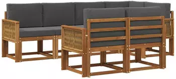 vidaXL Outdoor-Sofagarnitur 7-tlg. Polyester Natur/Anthrazit (3385298)