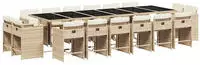 vidaXL 17-tlg. Garten-Essgruppe mit Kissen Beige Poly Rattan