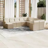 vidaXL 12-tlg. Garten-Sofagarnitur mit Kissen Grau Poly Rattan