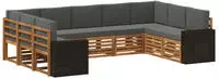 vidaXL Ecksofa Set mit Kissen 9 pcs Natur und Anthrazit Polyester