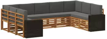 vidaXL Ecksofa Set 9-tlg. Natur und Anthrazit Polyester (3384843)