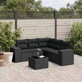 vidaXL Garten-Sofagarnitur 5-tlg. mit Kissen Hellgrau Poly Rattan (3222551)
