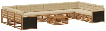 vidaXL Sofagarnitur mit Kissen 11-tlg Massivholz Akazie (3383916)