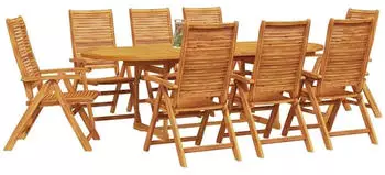 vidaXL Garten-Essgruppe 9-tlg. Braun Massivholz Akazie (3375723)
