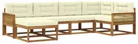 vidaXL Outdoor-Sofagarnitur mit Kissen 6 pcs Natur und Creme
