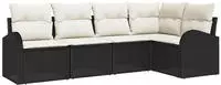 vidaXL Gartensofa-set mit Kissen 5 pcs Schwarz und Wei&szlig; Poly-Rattan