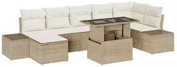 vidaXL Garten-Sofa-Set 8-tlg. Beige Poly Rattan (3357964)