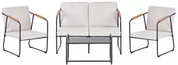 Beliani Vezzana Lounge-Set 4-Sitzer Aluminium Hellbeige mit Tisch (Vezzana)