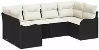vidaXL Garten-Sofa-Set mit Speicher 6 pcs Schwarz und Wei&szlig; Poly Rattan