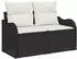 vidaXL Garten-Sofa-Set mit Kissen 6-tlg. Poly Rattan Schwarz/Weiß (3354506)