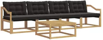 vidaXL Outdoor-Sofagarnitur 5-tlg. Wei&szlig;/Schwarz 79x79x37cm (3388406)