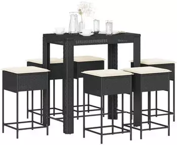 vidaXL Gartenbar-Set 5-tlg. mit Kissen Poly Rattan Grau (3261456)