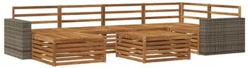 vidaXL Outdoor-Sofagarnitur 7-tlg., Natur (3383607)