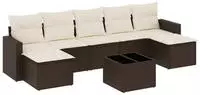 vidaXL 8-tlg. Garten-Sofagarnitur mit Kissen Braun Poly Rattan