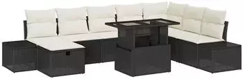 vidaXL Garten-Sofa-Set 9-tlg. Poly-Rattan Schwarz (3361226)