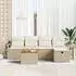 vidaXL Gartensofa-Set 6-teilig mit Kissen und Stauraum Poly Rattan Beige (3360865)