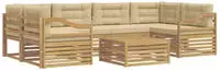 vidaXL Outdoor-Sofagarnitur mit Kissen 7 pcs Wei&szlig; und Beige Polyester