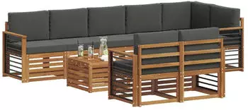 vidaXL Gartenlounge-Set 9-tlg. Akazienholz Natur/Anthrazit (3375062)