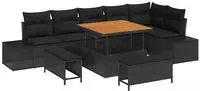 vidaXL Gartensofa-set mit Kissen 9 pcs Schwarz Poly-Rattan