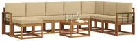 vidaXL Outdoor-Sofagarnitur mit Kissen 9 pcs Natur und Beige