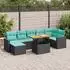 vidaXL Garten-Sofagarnitur 8-tlg. mit Kissen, Poly Rattan, Schwarz (3327067)