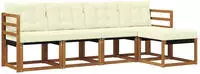vidaXL Outdoor-Sofagarnitur mit Kissen 5 pcs Natur und Creme