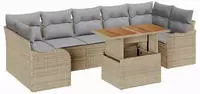 vidaXL Garten-Sofa-Set mit Speicher 8 pcs Beige Poly Rattan