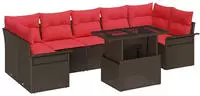 vidaXL Gartensofa-set mit Kissen 8 pcs Braun Poly-Rattan