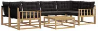 vidaXL Outdoor-Sofagarnitur 7 pcs Wei&szlig; und Schwarz 79 x 79 x 37 cm