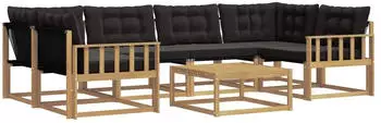 vidaXL Outdoor-Sofagarnitur 7-tlg. Wei&szlig;/Schwarz 79x79x37cm (3388466)