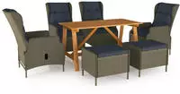 vidaXL 7-tlg. Garten-Essgruppe Braun