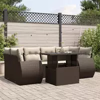 vidaXL 7-tlg. Garten-Sofagarnitur mit Kissen Grau Poly Rattan
