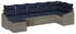 vidaXL Garten-Sofa-Set 7-tlg. Poly-Rattan Grau/Marineblau (3355484)