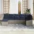vidaXL Garten-Sofa-Set 7-tlg. Poly-Rattan Grau/Marineblau (3355484)