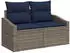 vidaXL Garten-Sofa-Set 7-tlg. Poly-Rattan Grau/Marineblau (3355484)