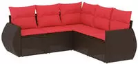 vidaXL 5-teiliges Gartensofa-Set mit Kissen, braun, Polyrattan