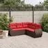 vidaXL Gartensofa-Set 5-teilig mit Kissen, Polyrattan, Braun (3221353)