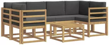 vidaXL Outdoor-Sofagarnitur mit Kissen 7-tlg. Wei&szlig;/Anthrazit (3387301)
