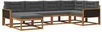 vidaXL Outdoor-Sofagarnitur mit Kissen 6 pcs Natur und Anthrazit