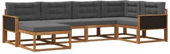 vidaXL Outdoor-Sofagarnitur mit Kissen 6-tlg. Natur/Anthrazit (3382695)