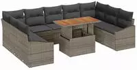 vidaXL Garten-Sofa-Set mit Speicher 10 pcs Grau Poly Rattan