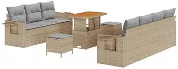 vidaXL Garten Sofa Set 10-teilig Poly Rattan Beige (3361712)