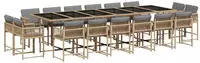 vidaXL 17-tlg. Garten-Essgruppe mit Kissen Beigemischung Poly Rattan