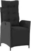 vidaXL 7-tlg. Garten-Essgruppe mit Kissen Schwarz Poly Rattan