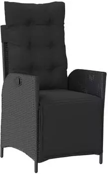 vidaXL Garten-Essgruppe 7-tlg. mit Kissen Poly Rattan Schwarz (3213341)