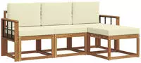 Vidaxl Outdoor Sofa Set With Cushion 4 Pcs Natural And Cream